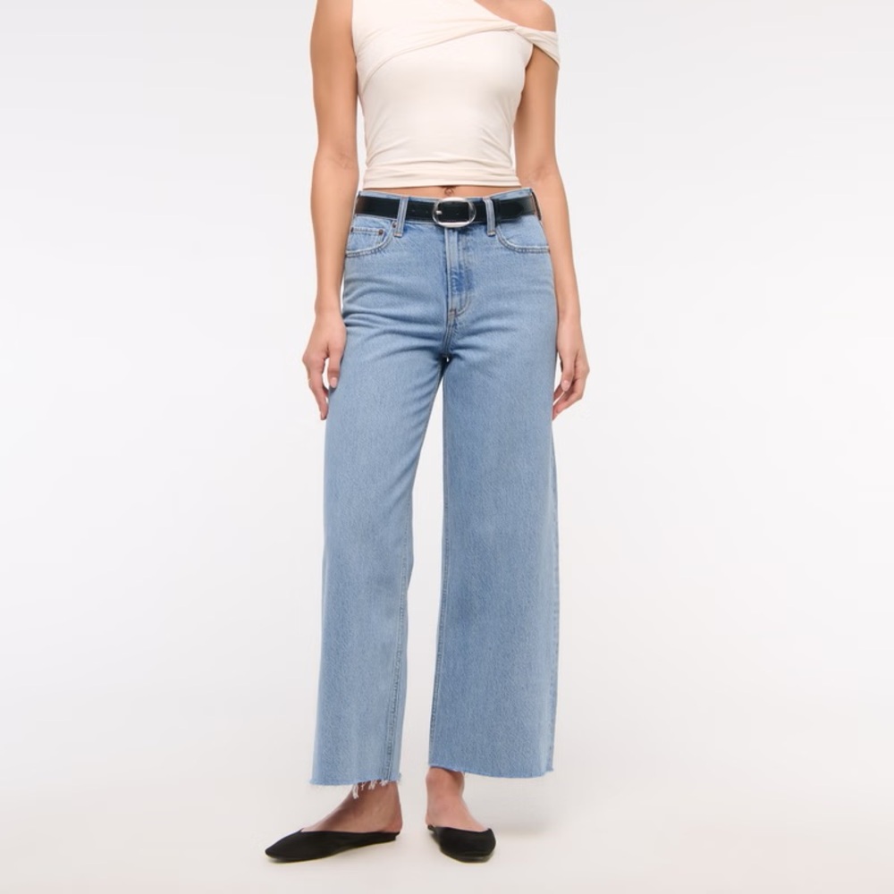 Abercrombie & Fitch High Rise Cropped Wide Leg Jean Size 27 4 Long NWOT